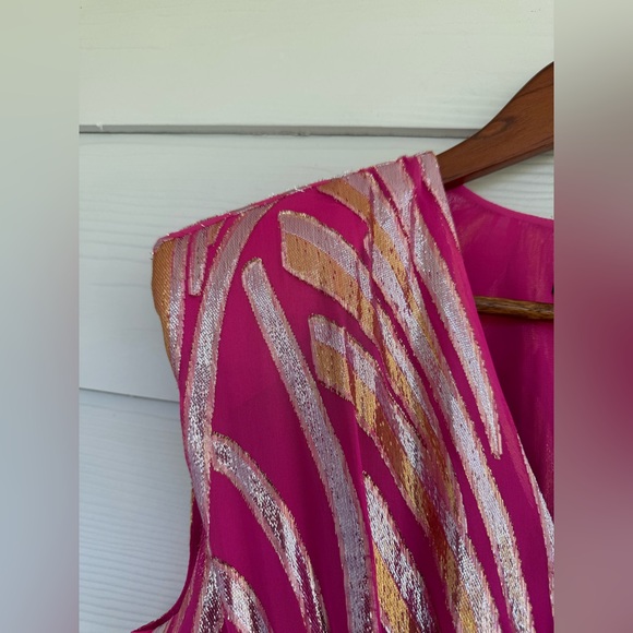 Ramy Brook Reina Dress Pink Gold Metallic V-Neck Sleeveless Mini Size 2 NWT - Picture 6 of 12